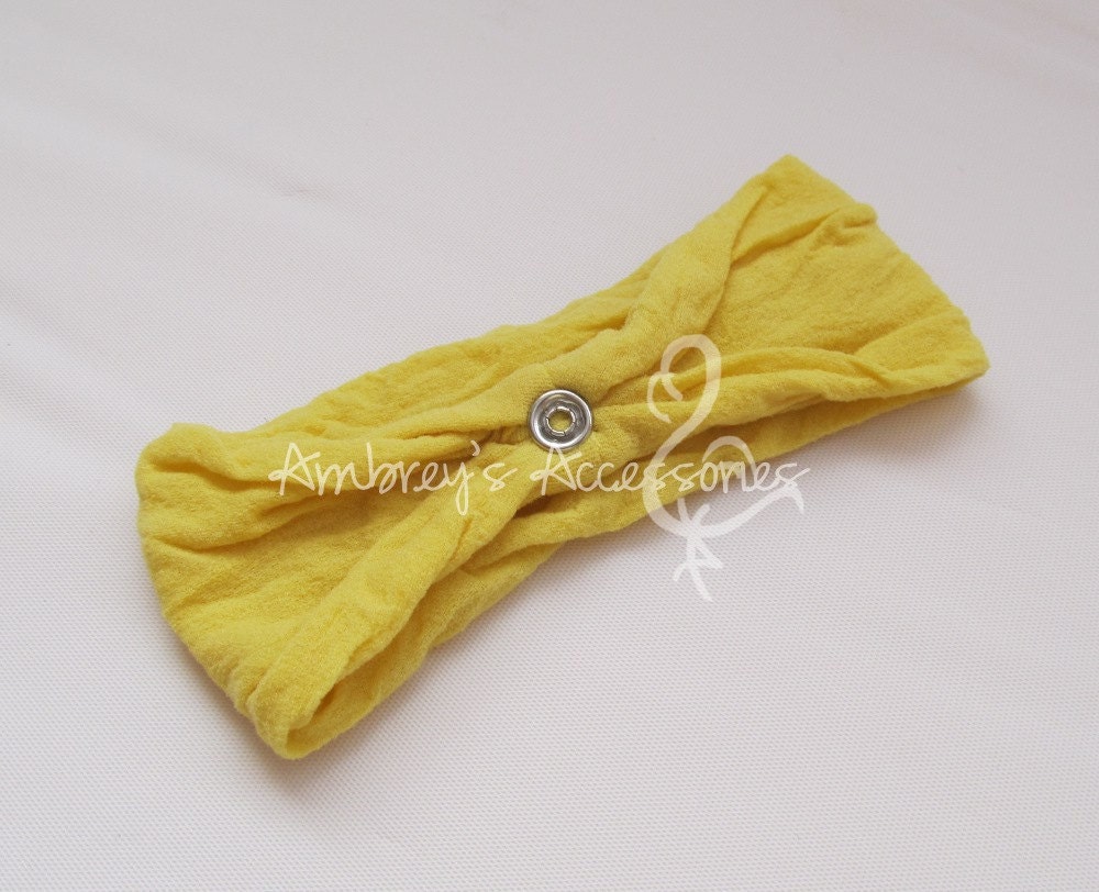 Yellow Nylon Headband, Interchangeable Snap Headband