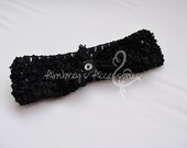 Black Crochet Headband, Interchangeable Snap Headband