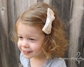 Champagne Lace Bow, Interchangeable Snap Accessory