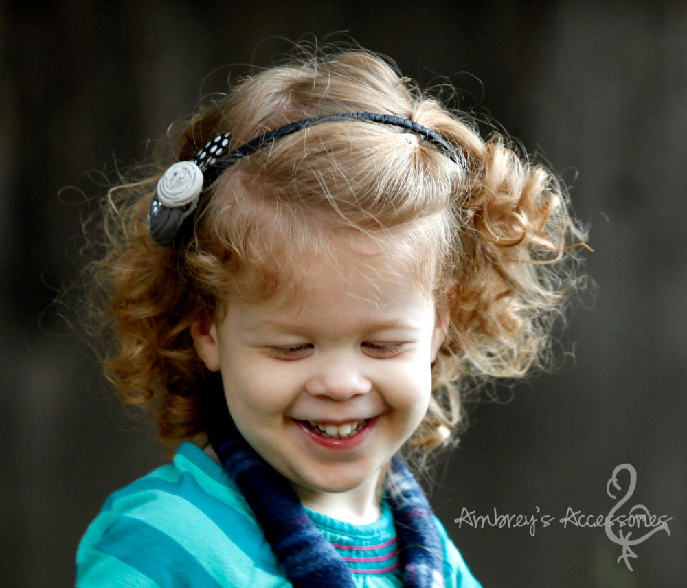 Gray Fabric Rosette, Interchangeable Snap Accessory