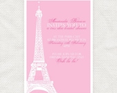 tres chic paris eiffel tower bridal shower invitation - printable file