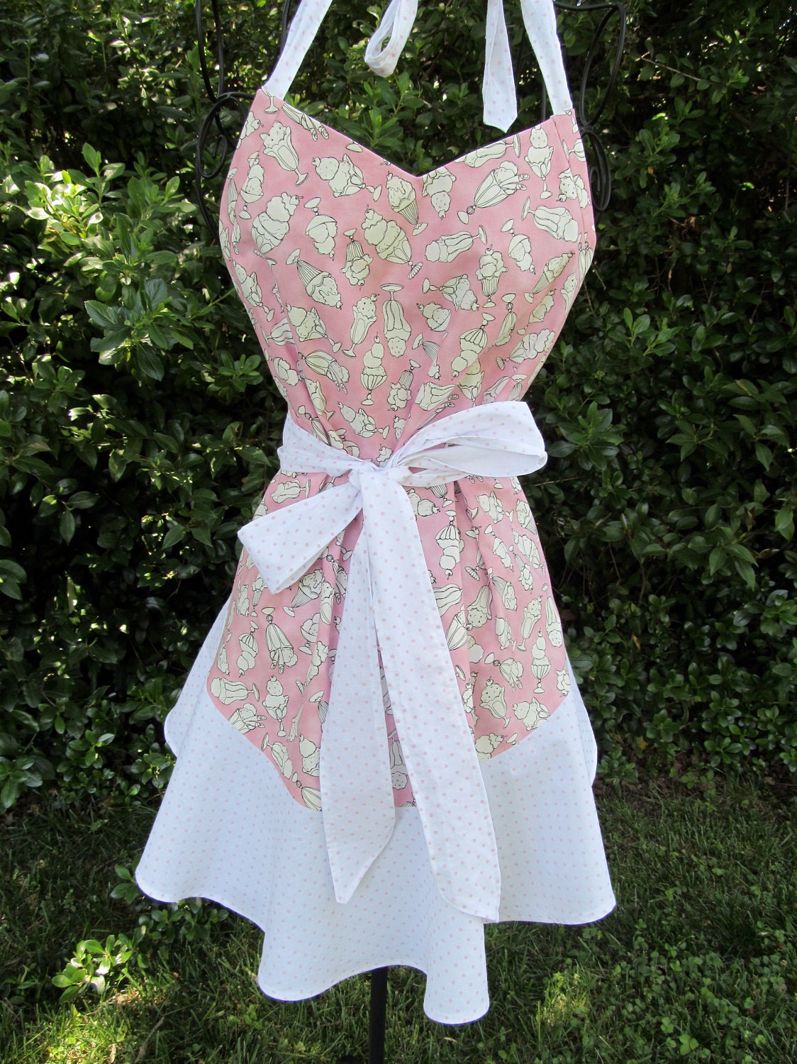 Handmade pink ice cream and dots apron
