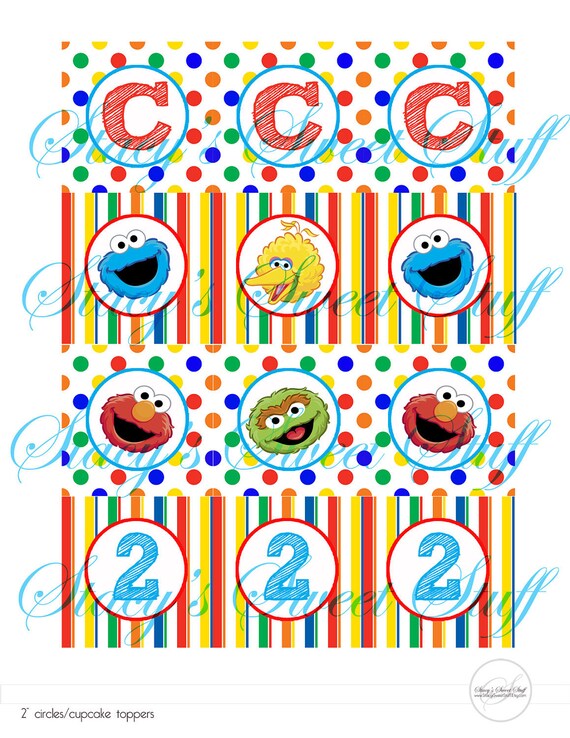 Items similar to Sesame Street Cupcake Toppers DIY Printable on Etsy