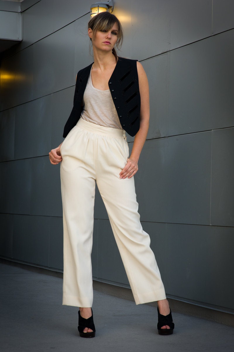 high waisted wool harem pants- s