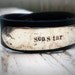 Bracelet Black Brown Leather cuff nickel silver personalized custom hand stamped