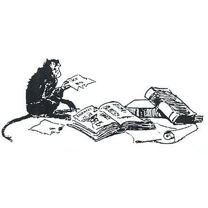 Unmounted Rubber Stamp - Monkey with Books