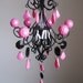 Zebra Cage Hot Pink and Black Baby Mobile Chandelier MADE TO ORDER