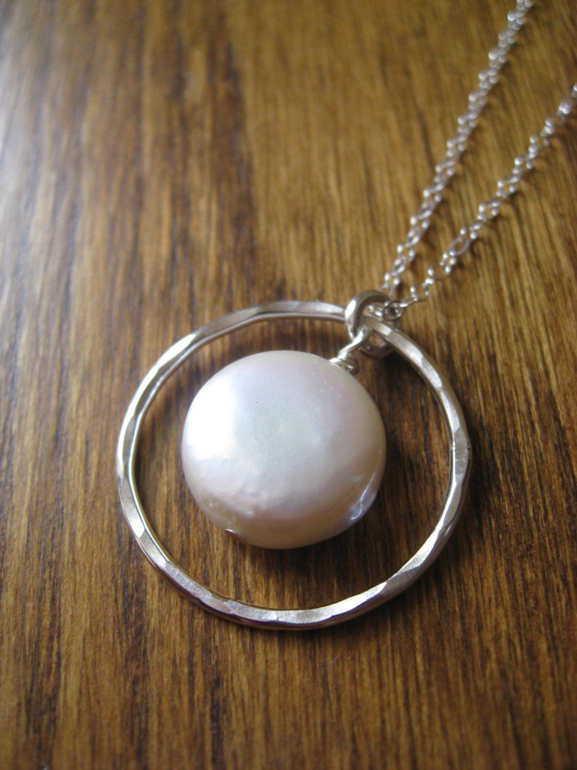 Luna - Floating Sterling Silver and Coin Pearl Necklace