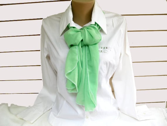 Vintage Mint Green Scarf -  rectangular  Wedding Accessory - OOAK