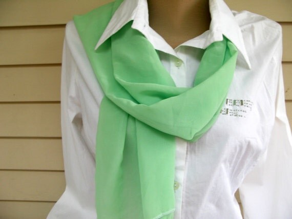 Vintage Mint Green Scarf -  rectangular  Wedding Accessory - OOAK