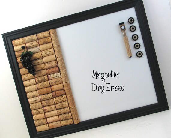 Combo Wine Cork / Dry Erase Bulletin Board by 4EyesAndEars on Etsy