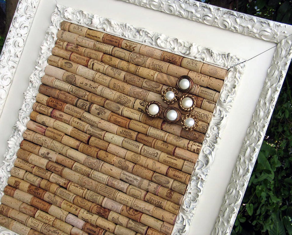 Large Wine Cork Bulletin Board in Antique Frame