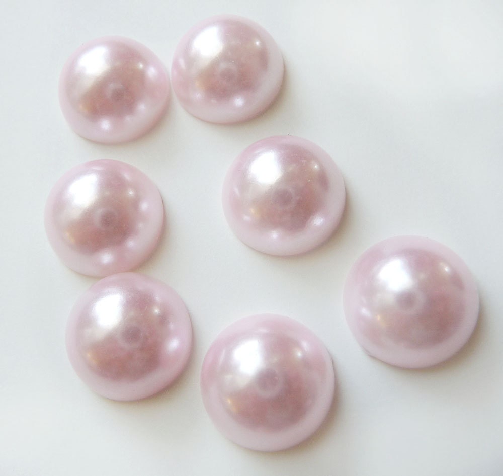 100pcs 14mm Lt Pink Dome Shaped Plastic Half Faux Pearl..Flatback Cabochon.. for scrapbooking, clothing, accessories and jewelry