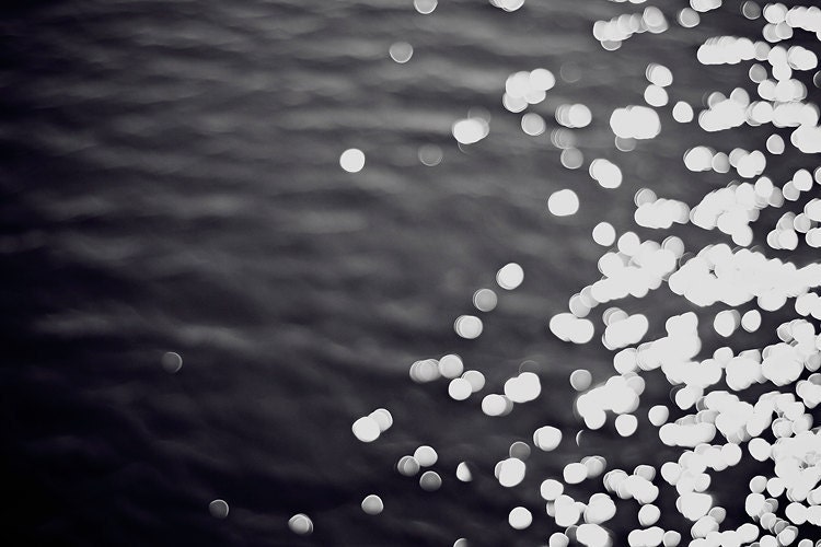 Nautical water photograph water photography ocean art 8x12 black and white abstract fine art cottage chic shimmering water art print