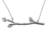 leaf twig branch necklace sterling silver twig jewelry