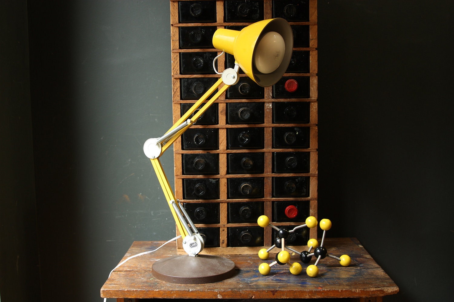 Vintage Yellow Luxo Lamp with Base by sevenbc on Etsy