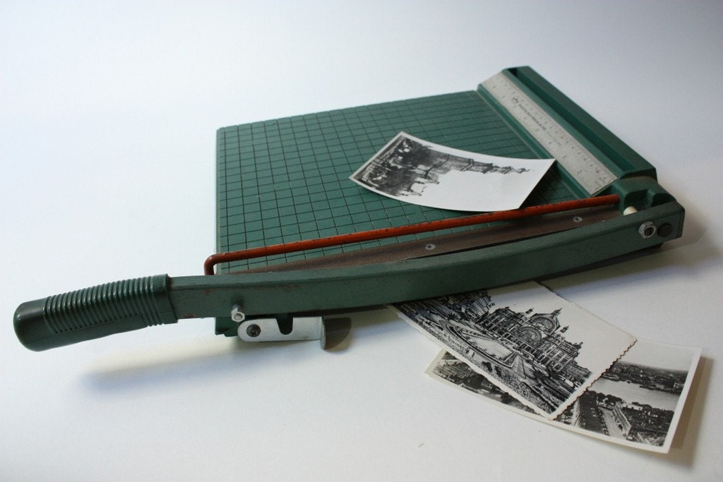 Vintage Premier Paper Cutter Guillotine by sevenbc on Etsy