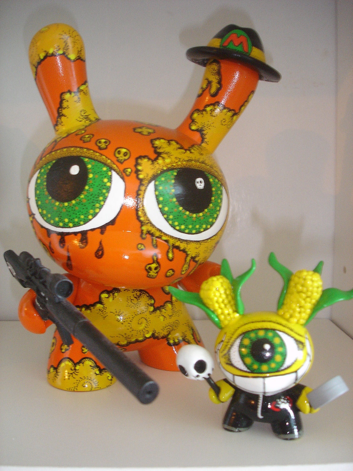 AGENT ORANGE 8" Custom Dunny and 3" custom Captain Cornhole  OOAK Art Toys