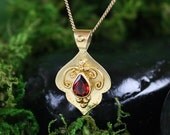 Shakti, OOAK,18K Gold and 22K Gold  Crimson Garnet Charm,January Birthstone, Ready to Ship