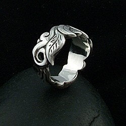 Serenity, Carved and Cast Sterling Ring, A Botanical Fantasy, Ready to Ship