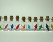 origami paper crane glass bottle vial necklace, use as wedding favor, event, party, birthday, baby shower, wedding gift, Graduation Gift