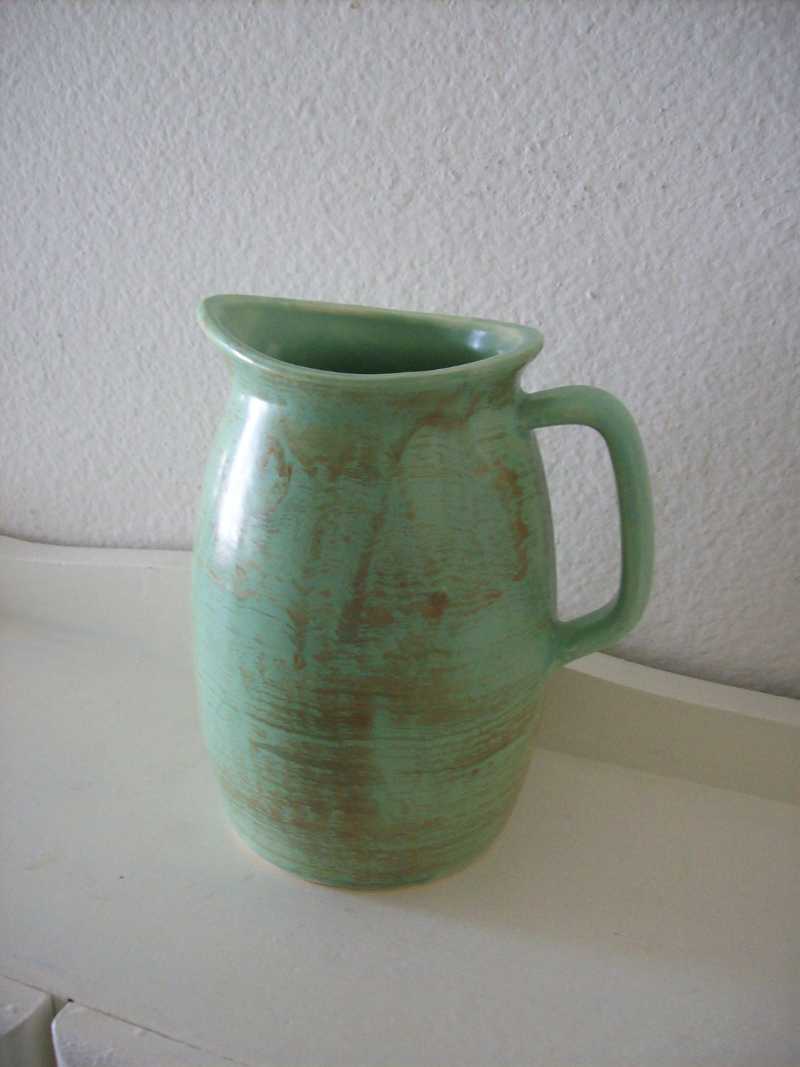 Vintage Pitcher -Capri- Art Pottery Sage Green Satin Ceramic