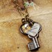 Steampunk Necklace // VINTAGE Heart Shaped Key - Rio De Janeiro Pendant Necklace - Great for Valentines Day - Mothers Day - Anniversaries