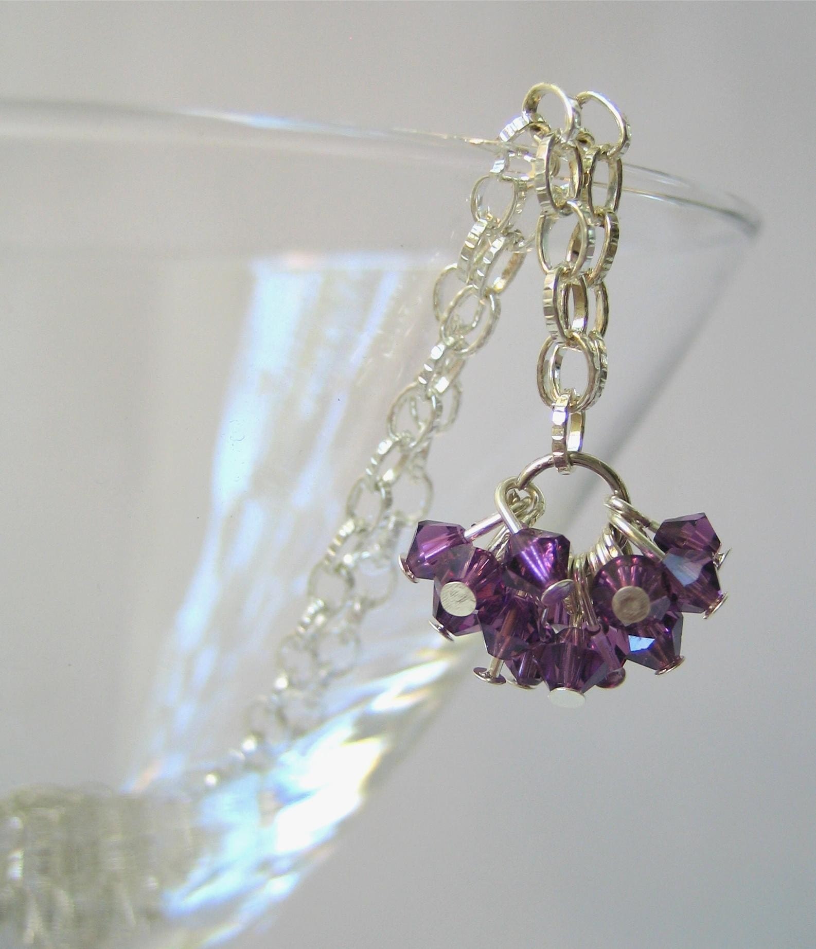 Swarovski Crystal Cluster Necklace - Purple