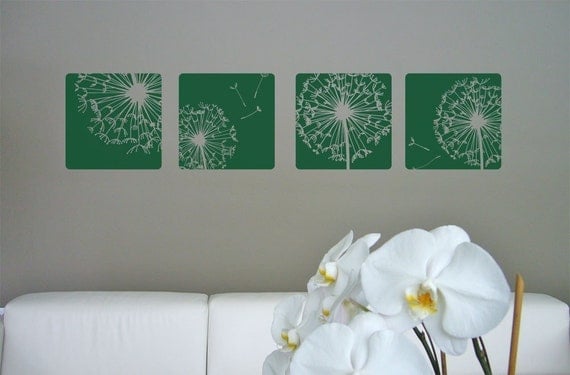 Decorative Dandelions Squares - Vinyl Wall Art