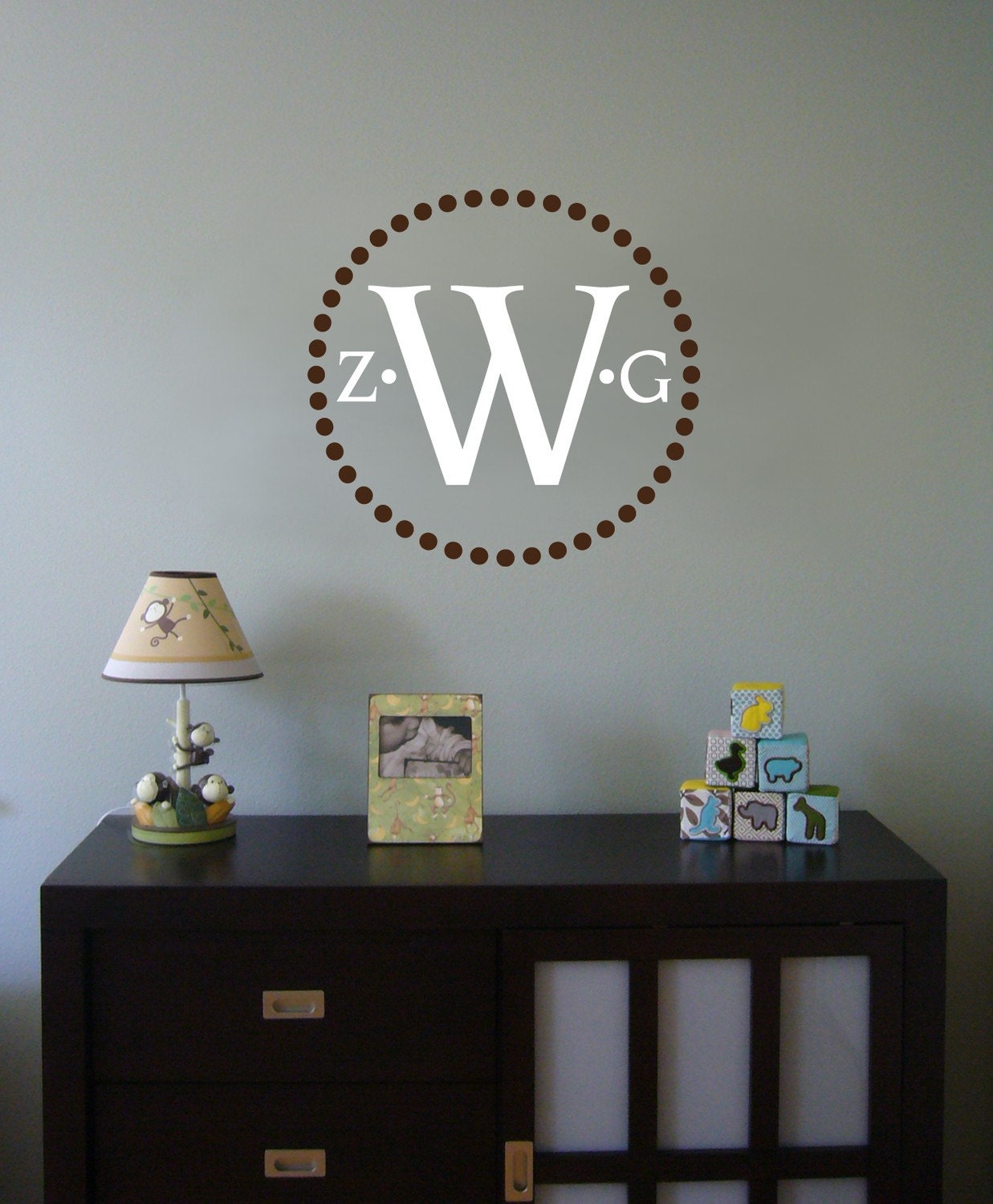 Circle Polka Dot Monogram - Vinyl Wall Art Decal Sticker