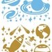 Planets and Rocket, Two Color Set - Vinyl Wall Art Decal Sticker