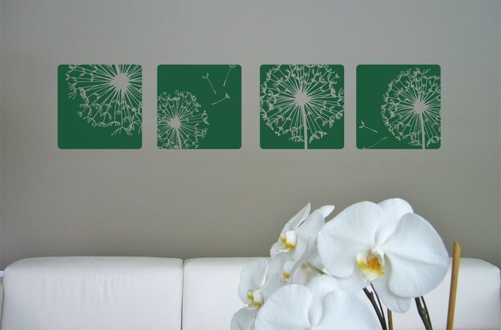 Decorative Dandelions Squares - Vinyl Wall Art