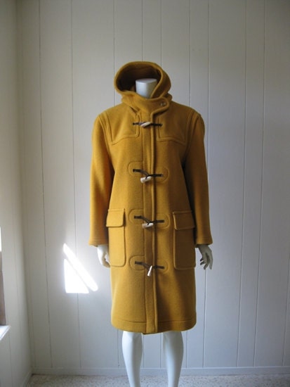 70s mustard WOOL ANORAK with horn toggle buttons size medium Abercrombie and Fitch