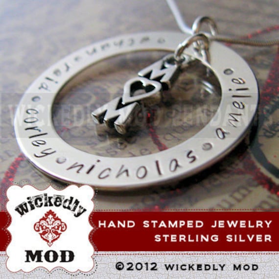 Mother Jewelry - Personalized Necklace - Hand Stamped Jewelry - Mother Necklace - Brisa mother necklace with mom love charm