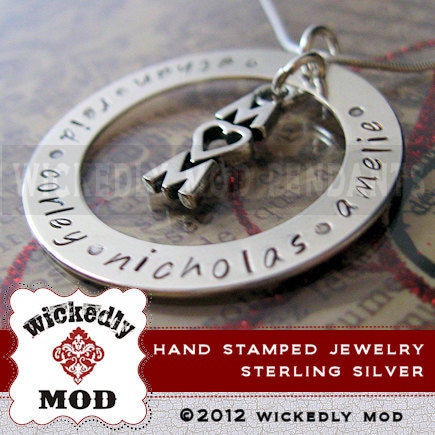 Mother Jewelry - Personalized Necklace - Hand Stamped Jewelry - Mother Necklace - Brisa mother necklace with mom love charm
