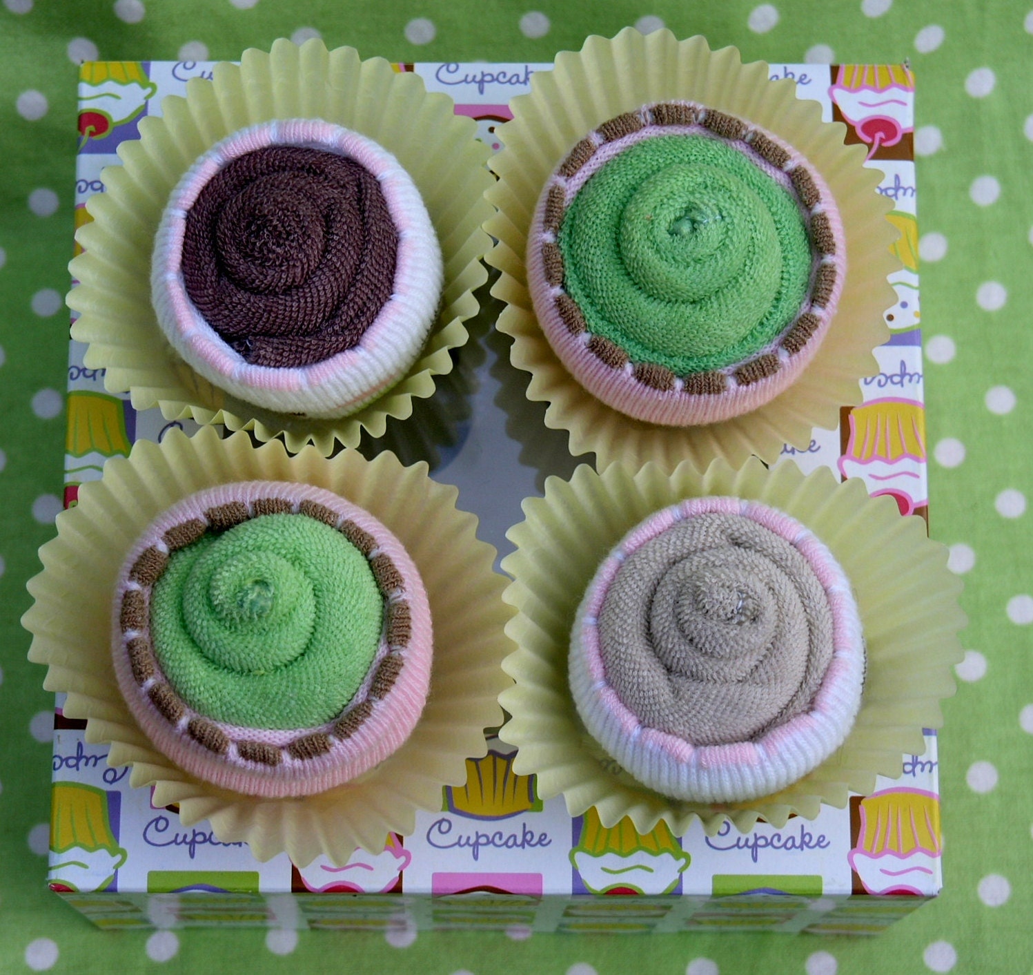 Pink and Brown Girl's Baby Cupcakes 4 pack: Baby Girl Gift Set