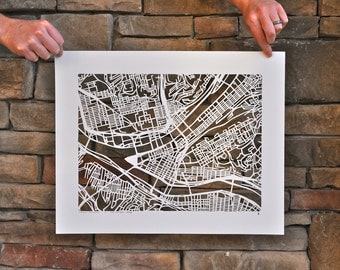 pittsburgh hand cut map