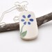 Broken China Pendant - Cobalt Blue Flower - Recycled Plate -