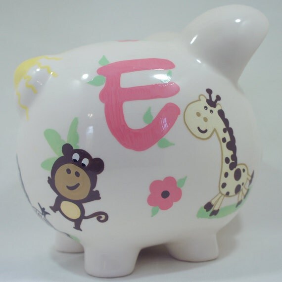 Baby Safari personalized piggy bank by NanyCrafts on Etsy