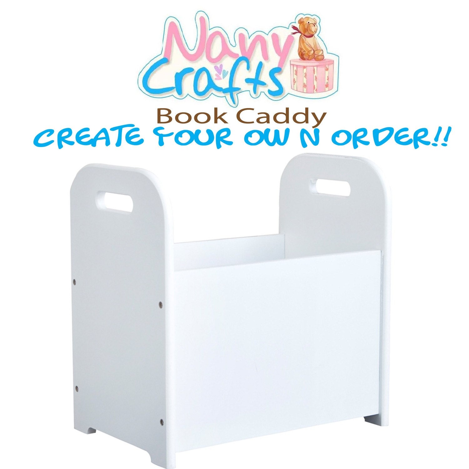 Personalized kids book caddy Create your own design by NanyCrafts