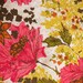 Vintage Fabric - Pink and Yellow Floral Linen Burlap - 1.5 Yards