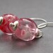 SALE - Vintage 1960s Raspberry Pink and White Lucite Earrings with Sterling Silver Ear Wires - coulis