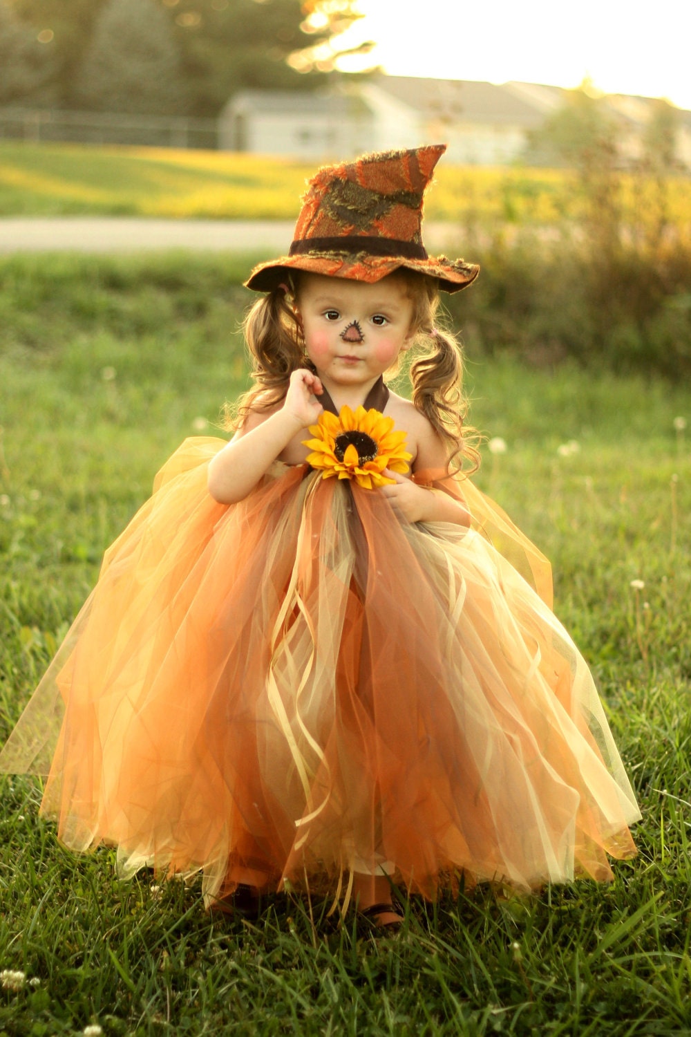 Sassy Little Scarecrow Tutu Dress and Matching Hat- sz 0-3 YRS