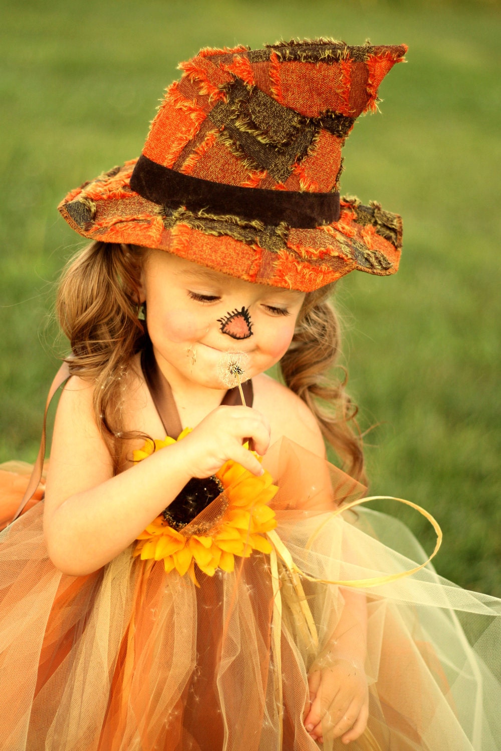 Sassy Little Scarecrow Tutu Dress and Matching Hat- sz 0-3 YRS