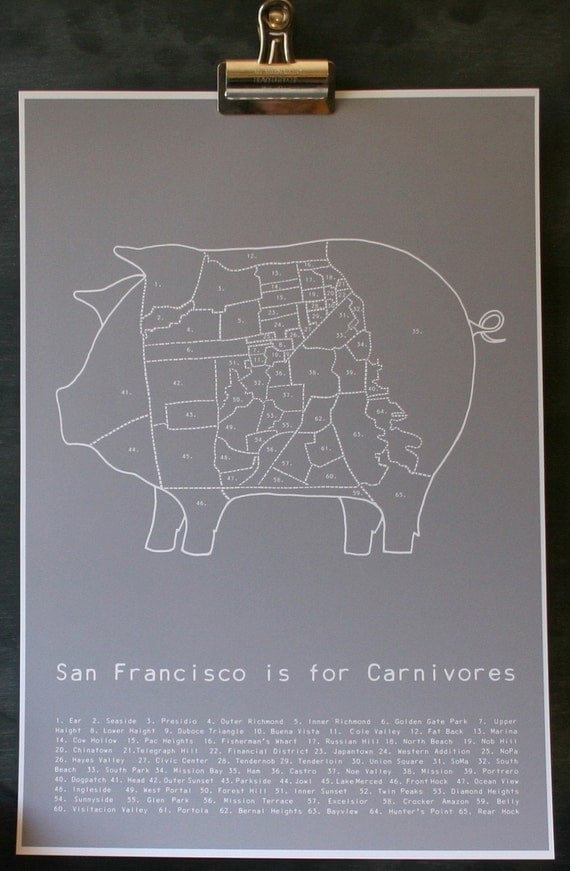 San Francisco is for Carnivores - grey poster