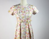 1960 Empire Waist Cotton Babydoll Dress with Floral Print