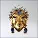 RESERVED -- MAZER Mask Fur Clip - Signed Face Figural Blue Rhinestone Brooch - 1940s Vintage Jewelry
