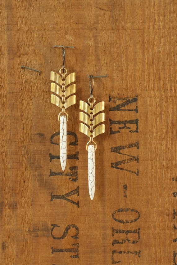 Flight - Chevron and Spike Drop Earrings - Tribal, Spear, Dangle by Prairieoats