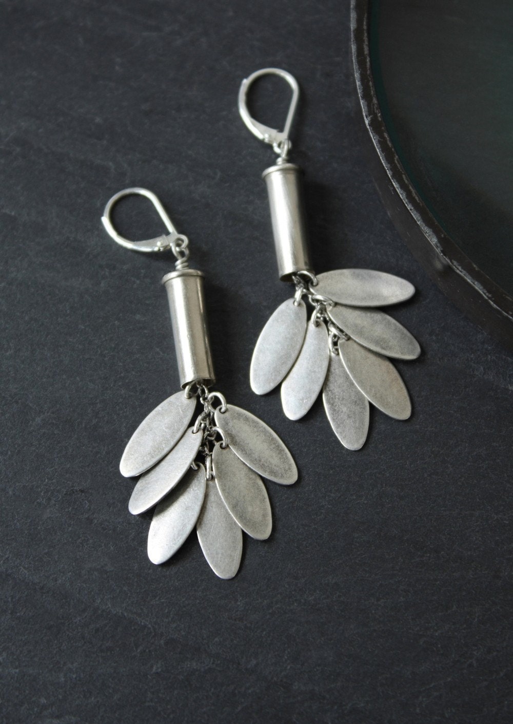 Grapes of Wrath - Silver Salvaged .22 Caliber Bullet Shell Assemblage Earrings