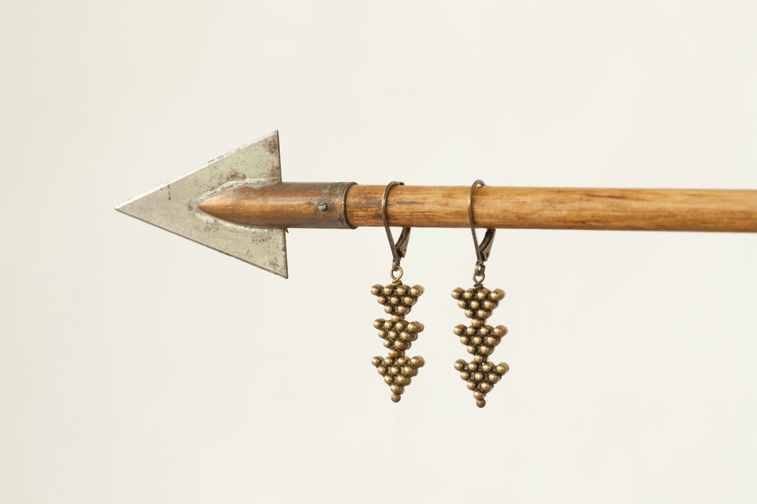 Little Arrows - Tribal Brass Arrow Drop Earrings by Prairieoats